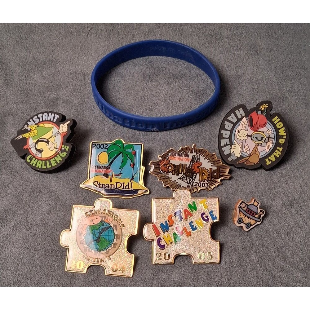 Destination Imagination Pins & Bracelet Lot 7 Pc